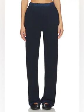 REVOLVE Eaves Hansen Wool Cashmere Wise Leg Pant in Navy Blue